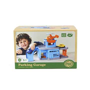 Green Toys Parking Garage - 5 Piece Pretend Play, Motor Skills, Language & Communication Kids Role Play Toy Playset. No BPA, phthalates, PVC. Dishwasher Safe, Recycled Plastic, Made in USA.