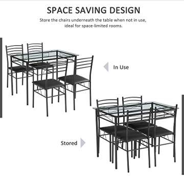 VECELO Dining Table Set with 4 Chairs & Placemats