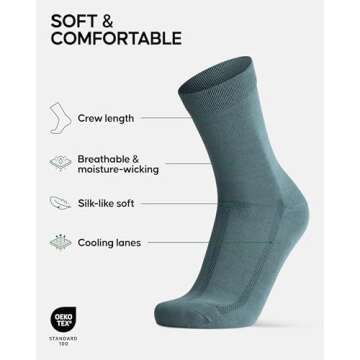 DANISH ENDURANCE Soft & Breathable Socks for Men & Women, 3-Pack, Multicolor 3 Pairs (1 x light green, 1 x medium green, 1 x dark green), US Women 11-13 // US Men 9.5-12.5