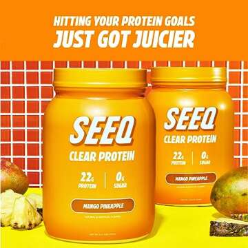 SEEQ Clear Whey Isolate Protein Powder, Mango Pineapple - 25 Servings, 22g Protein Per Serving - 0g Lactose, Sugar-Free, Keto-Friendly, Soy Free - Juice-Like Protein, Post-Workout Recovery