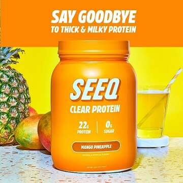 SEEQ Clear Whey Isolate Protein Powder, Mango Pineapple - 25 Servings, 22g Protein Per Serving - 0g Lactose, Sugar-Free, Keto-Friendly, Soy Free - Juice-Like Protein, Post-Workout Recovery