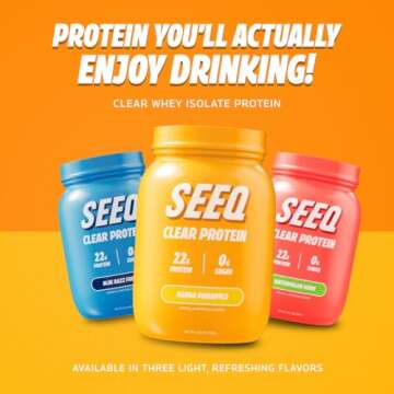 SEEQ Clear Whey Isolate Protein Powder, Mango Pineapple - 25 Servings, 22g Protein Per Serving - 0g Lactose, Sugar-Free, Keto-Friendly, Soy Free - Juice-Like Protein, Post-Workout Recovery