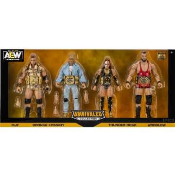 All Elite Wrestling Unrivaled Champion 4 Pack - Four 6-Inch Figures with Title Belts and Accessories - Amazon Exclusive