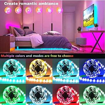 Keepsmile 32.8ft Strip Lights Smart App Music Sync Color Changing RGB Bluetooth LED Strips with Remote Led Lights for Bedroom Home Decoration