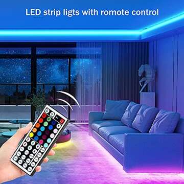 Keepsmile 32.8ft Strip Lights Smart App Music Sync Color Changing RGB Bluetooth LED Strips with Remote Led Lights for Bedroom Home Decoration