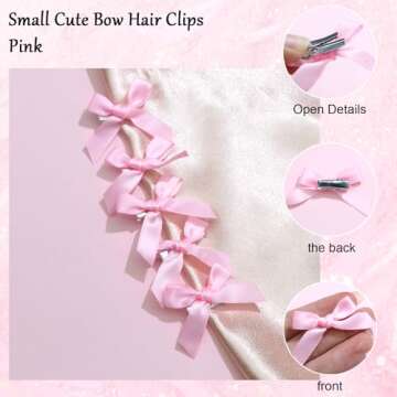 Cute 20PCS Pink Bowknot Ribbon Barrettes for Hair