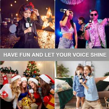 FDY Wireless Bluetooth Karaoke Mic, Portable Microphone Speaker, Kids Microphone Karaoke Machine Variable Sound, Suitable for 3-13 Years Girls Boys Christmas Birthday Gift - Q8 Black