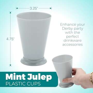 4E's Novelty Mint Julep Plastic Cups 12 Pack 10 Oz Bulk - for Kentucky Themed Derby Party Supplies Decorations Kids Table Centerpiece Horse Racing Birthday Tableware