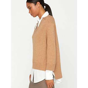 Layered V-Neck Cashmere Blend Sweater for Women