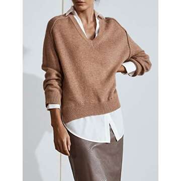 Layered V-Neck Cashmere Blend Sweater for Women