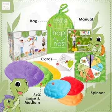 Hapinest Turtle Balance Stepping Stones for Kids, Obstacle Course Coordination Game for Kids & Family, Indoor Outdoor Sensory Play Equipment Toys Toddler Stepping Stones Ages 3 4 5 6 7 8 Years and Up