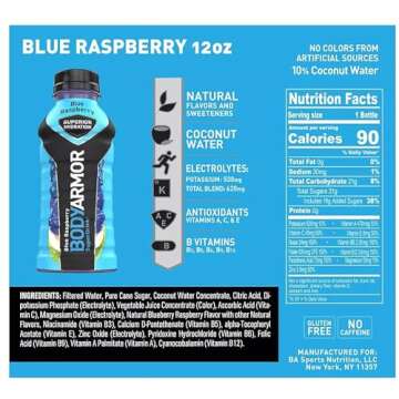 BODYARMOR Sports Drink Variety Pack, Coconut Water Hydration, Natural Flavors w Vitamins, Potassium Packed Electrolytes For Athletes, Strawberry Banana, Blue Raspberry, Orange Mango, 12 Oz - 24 pack