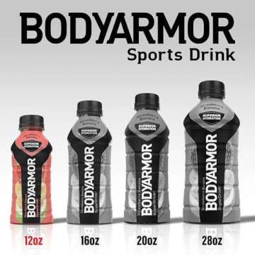 BODYARMOR Sports Drink Variety Pack, Coconut Water Hydration, Natural Flavors w Vitamins, Potassium Packed Electrolytes For Athletes, Strawberry Banana, Blue Raspberry, Orange Mango, 12 Oz - 24 pack