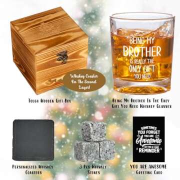 Gifts For Brother Adult, Being My Brother Is The Only Gift You Need Whiskey Set Gifts For Men, Christmas Gifts For Brother, Brother Gifts From Sister, Best Gifts For Brother, Funny Gifts For Brother