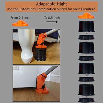 Heavy Duty Furniture Lifter 4 Appliance Roller Sliders with 660 lbs Load Capacity Wheels + Adjustable Height Lifting Tool Lever Suitable for Safe and Easy Moving of Couches Sofas Refrigerators + More