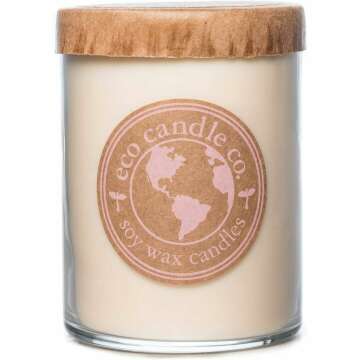 Eco Candle 18 oz. Double Wick Recycled Glass Tumbler - Scents of Yellow Cake & Icing - Cupcake; 100% USA Made Scented Soy Candles; White; Great Long Lasting Scent