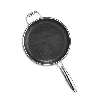 HexClad Hybrid Nonstick 3.3 Qt Deep Sauté Pan and Lid, Dishwasher and Oven-Safe, Induction Ready, Compatible with All Cooktops