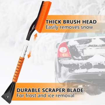 UMUACCAN Snow Brush with Ice Scrapers, Orange Car Snow Scraper and Brush with Ergonomic Foam Grip, Snow Removal Winter Car Accessories