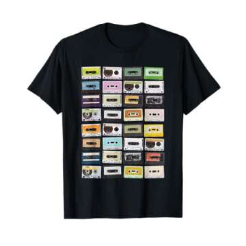 Cassette Tapes Mixtapes 1980s Radio Music Graphic Print T-Shirt