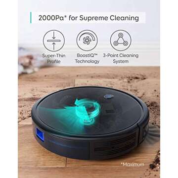 eufy BoostIQ RoboVac 11S MAX, Robot Vacuum Cleaner, Super Thin, Powerful Suction, Quiet, Self-Charging Robotic Vacuum Cleaner, Cleans Hard Floors to Medium-Pile Carpets, Black(Renewed)