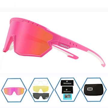 GIEADUN Sports Sunglasses Cycling Glasses Polarized Adults and Youth, Baseball,Fishing, Ski Running,Golf (Pink)