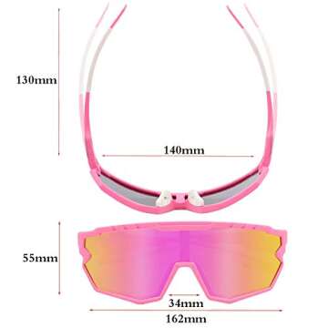 GIEADUN Sports Sunglasses Cycling Glasses Polarized Adults and Youth, Baseball,Fishing, Ski Running,Golf (Pink)