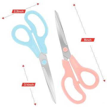 Pastel Scissors, Niutop 8" All Purpose Scissors Heavy Duty Ergonomic Comfort Grip Shears Sharp Scissors for Office Home Household Sewing High/Middle School Students Teacher Art Craft DIY Supplies