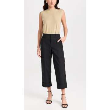 Vince Womens Utility Crop Pant, Black, 4