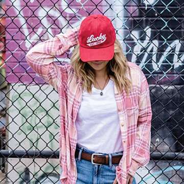 Lucky Brand Cotton Baseball Cap with Adjustable Straps for Men and Women (One Size Fits Most), 1990 Embroidered-Red