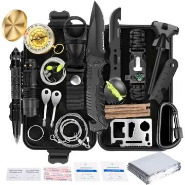 Survival Kit 35 in 1, First Aid Kit, Survival Gear, Survival Tool Gifts for Men Boyfriend Him Husband Camping, Hiking, Hunting, Fishing