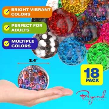 Stress Balls for Adults - 18 Pack | Fidget Toys | XL Stress Balls - Squishy Balls, Goody Bag Stuffers, Party Favors | Anxiety Relief Calming Tool | Stress Ball for Autism & ADD/ADHD