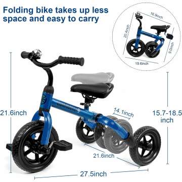 Folding Toddler Tricycle for Kids Age 2-5