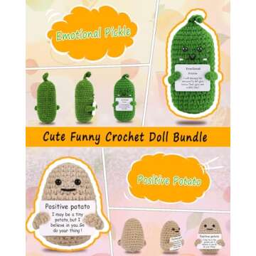 Cute Funny Emotional Positive Crochet Cucumber Doll Room Decors