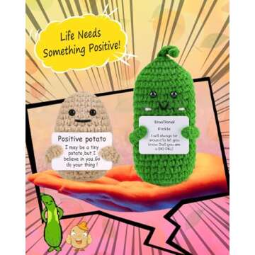 Cute Funny Emotional Positive Crochet Cucumber Doll Room Decors