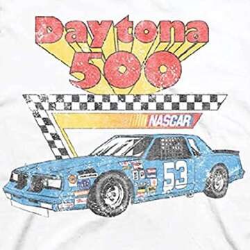 NASCAR Vintage Daytona 500 Shirt Racing Mens Graphic T-Shirt (White Daytona, X-Large)