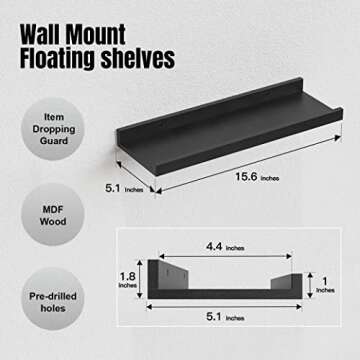 RICHER HOUSE Floating Wall Mounted Shelves - 5 Set