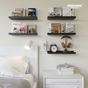 RICHER HOUSE Floating Wall Mounted Shelves - 5 Set