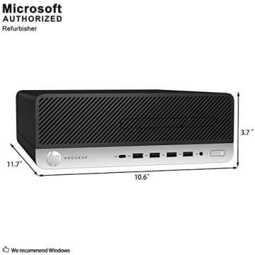 HP ProDesk 600 G3 SFF Desktop Computer with 21.5"" FHD Monitor, Intel Quad Core i5-6500, 16GB DDR4 RAM, 256GB SSD, Type-C, DisplayPort, Keyboard & Mouse, WiFi, BT, Windows 10 Pro (Renewed), Black