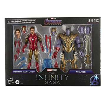 Marvel Hasbro Legends Series 6-inch Scale Action Figure 2-Pack Toy Iron Man Mark 85 vs. Thanos, Infinity Saga Character, Premium Design, 2 Figures and 8 Accessories