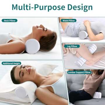 Cervical Neck Pillow and Roll Neck Pillow - 2 in 1 Detachable Ergonomic Pillow for Neck Pain Relief, Neck Support Pillows for Sleeping, Memory Foam Pillow for Side, Back & Stomach Sleepers (White)