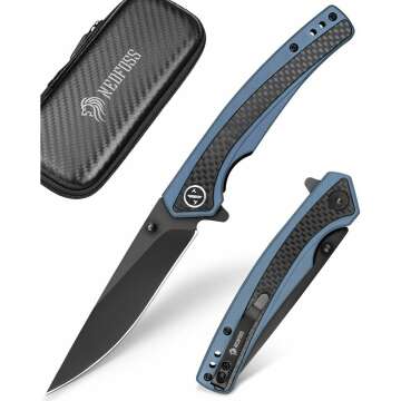 DOLPHIN 3.5" D2 Steel Folding Knife with Carbon Fiber Handle