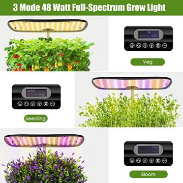 Large Tank Hydroponics Growing System 12 Pods, Herb Garden Kit Indoor with Grow Lights, Plants Germination Kit with Quiet Water Pump, Auto Timer, Height Adjustable to 20", Gardening Gifts Home Decor