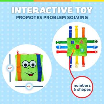 Buckle Toys - Buster Square - Learning Activity Toy - Develop Fine Motor Skills and Problem Solving - Toddler Travel Essential - Educational Classroom Must Have