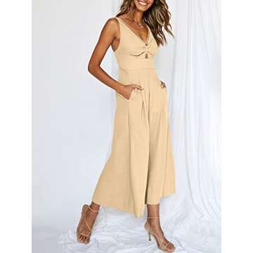 ANRABESS Women's Summer Wide Leg Linen Jumpsuits Dressy V Neck Sleeveless Casual Pants Rompers 2025 Vacation Beach Outfits