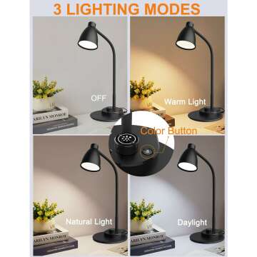 BOHON LED Desk Lamp with USB Port & Color Modes