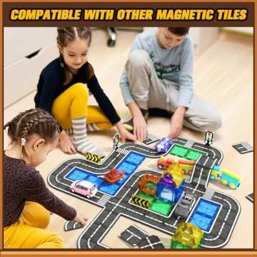 Magnetic Tiles Road Expansion Pack, STEM Magnet Building Blocks for Toddler Kids Toys, Christmas Toy Gifts for 3+ Year Old Boys & Girls, Montessori Educational Creativity-igniting Kids Toys