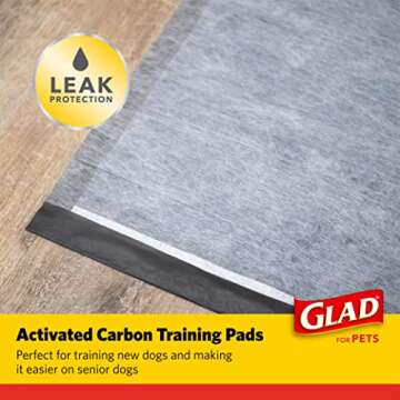 Glad for Pets Black Charcoal Puppy Pads - Super Absorbent Disposable Dog Pee Pads, Potty Training Pads, and Pet Supplies - Dog Pee Pads for Crate Training and Indoor Use 23" x 23" - 150 Count