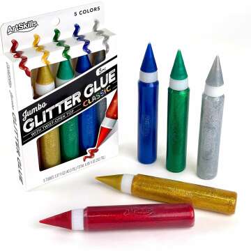 ArtSkills Puffy Jumbo Rainbow Glitter Glue Pens - Classic 5 Pack