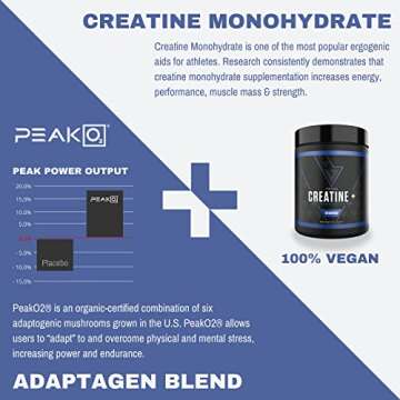 vedge Nutrition Creatine + | Vegan Plant-Based Creatine Monohydrate Powder | Energy, Performance & Function | Ergogenic Aids for Athletes | Unflavored, 30 Servings