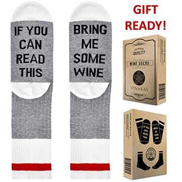 Wine Socks for Women Funny - Funny Saying Socks - If you can read this bring me wine socks. Wine related gifts. Great Valentine's Day Gifts for Women and Wine Lover Gifts Valentines Socks